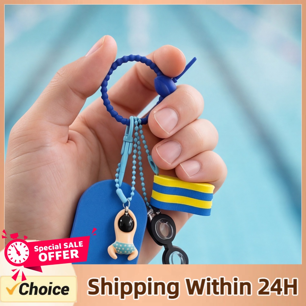 Cute Swim Themed Keychain with - Goggles Swim ulasan dan harga