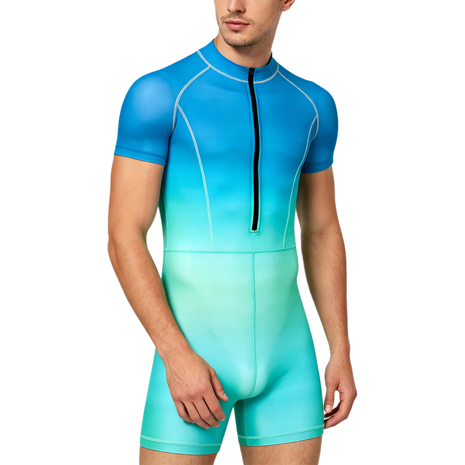 Men Gradient Color Zipper Body - Wetsuit Men ulasan dan harga